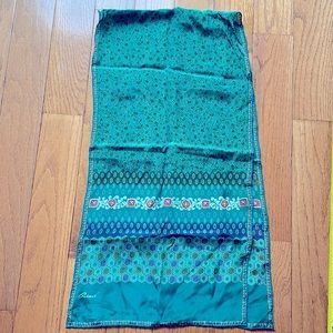 Vintage Burmel Green Silk Scarf Rectangle 48”